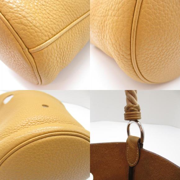 HERMES Manjoir PM Curry Tote Bag Leather Taurillon Clemence Brown - Picture 9 of 10